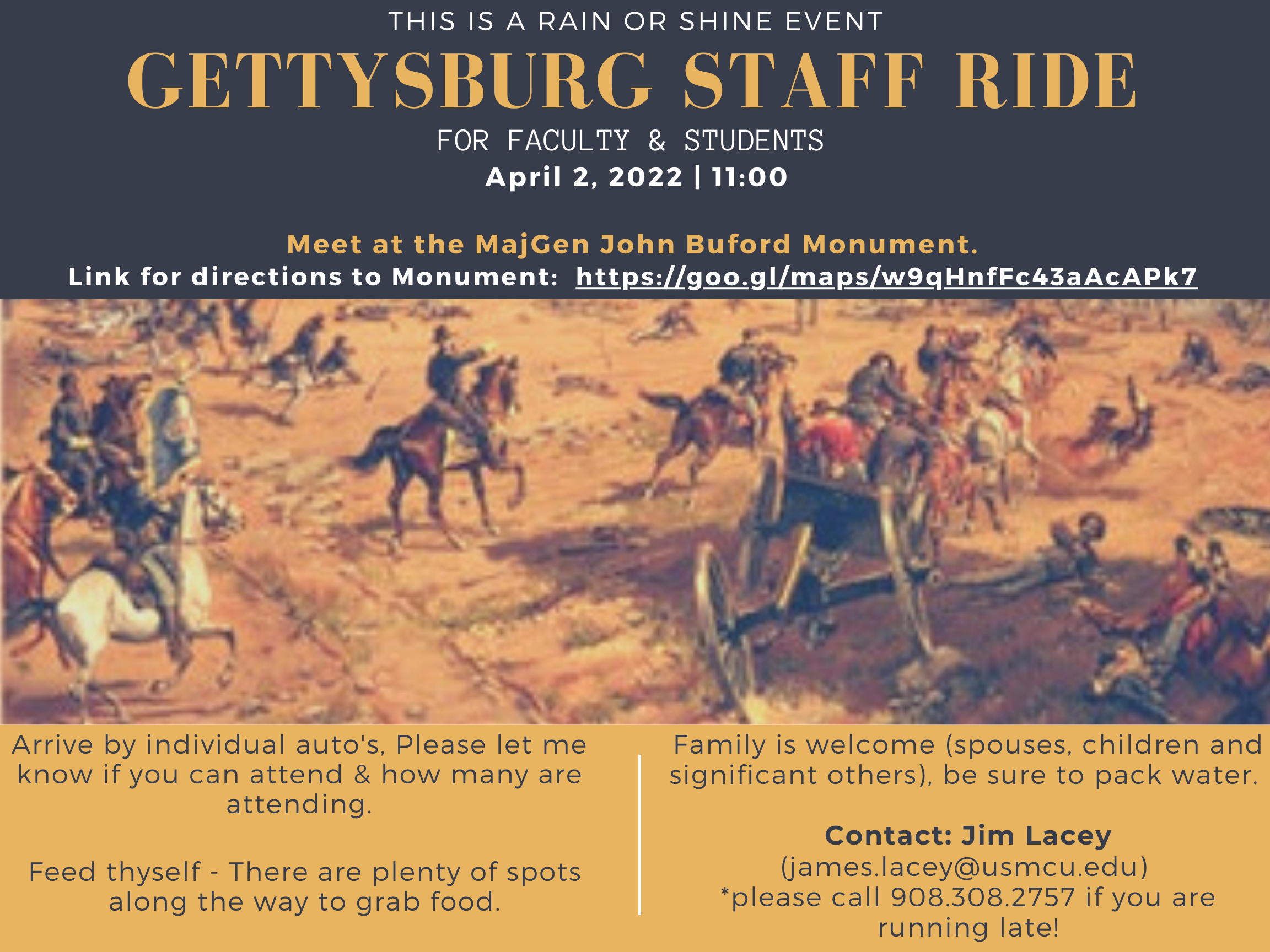 MCU Student Staff ride to Gettysburg with Dr. Jim Lacey 2 April, 2022