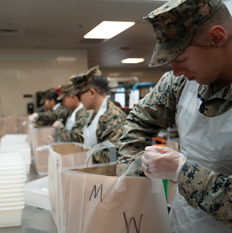 soldiers packing bags